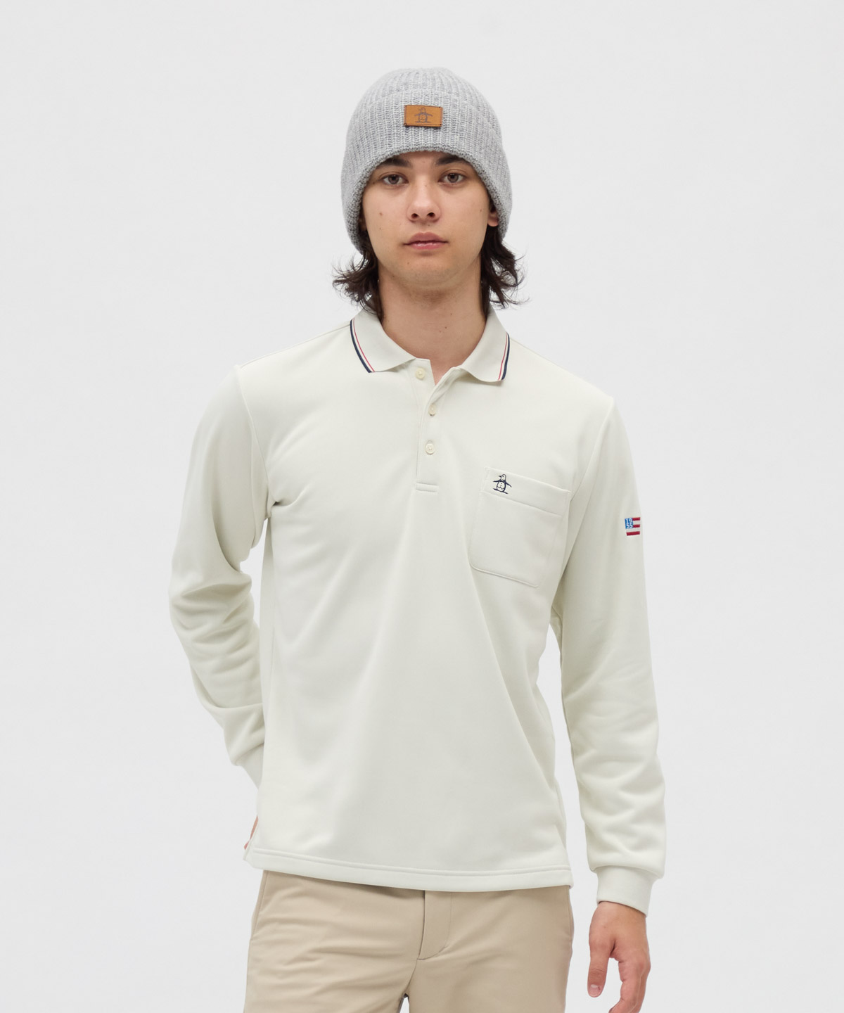 新品☆タグ付き　マンシングウェア　ファインウォーム　長袖ポロシャツ　メンズ　M マンシングウェア Munsingwear HEAT NAVI ストレッチ長袖ポロ