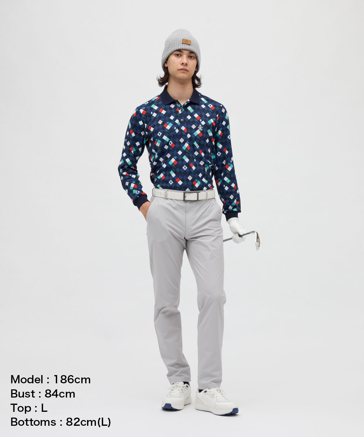 Munsingwear(ings) マンシングウェア Munsingwear HEAT NAVI バイアスチェックプ ネイビー LL Munsingwear(ings) マンシングウェア Munsingwear HEAT NAVI バイアスチェックプ ネイビー LL