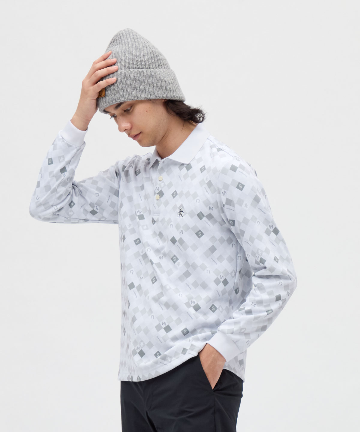 Munsingwear(ings) マンシングウェア Munsingwear HEAT NAVI バイアスチェックプ ホワイト LL Munsingwear(ings) マンシングウェア Munsingwear HEAT NAVI バイアスチェックプ ホワイト LL