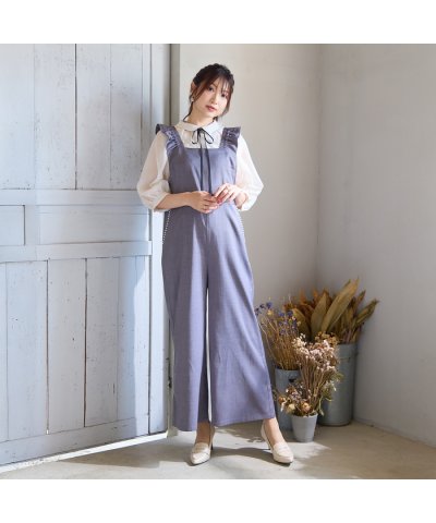 【手洗いOK】フリルサロペット