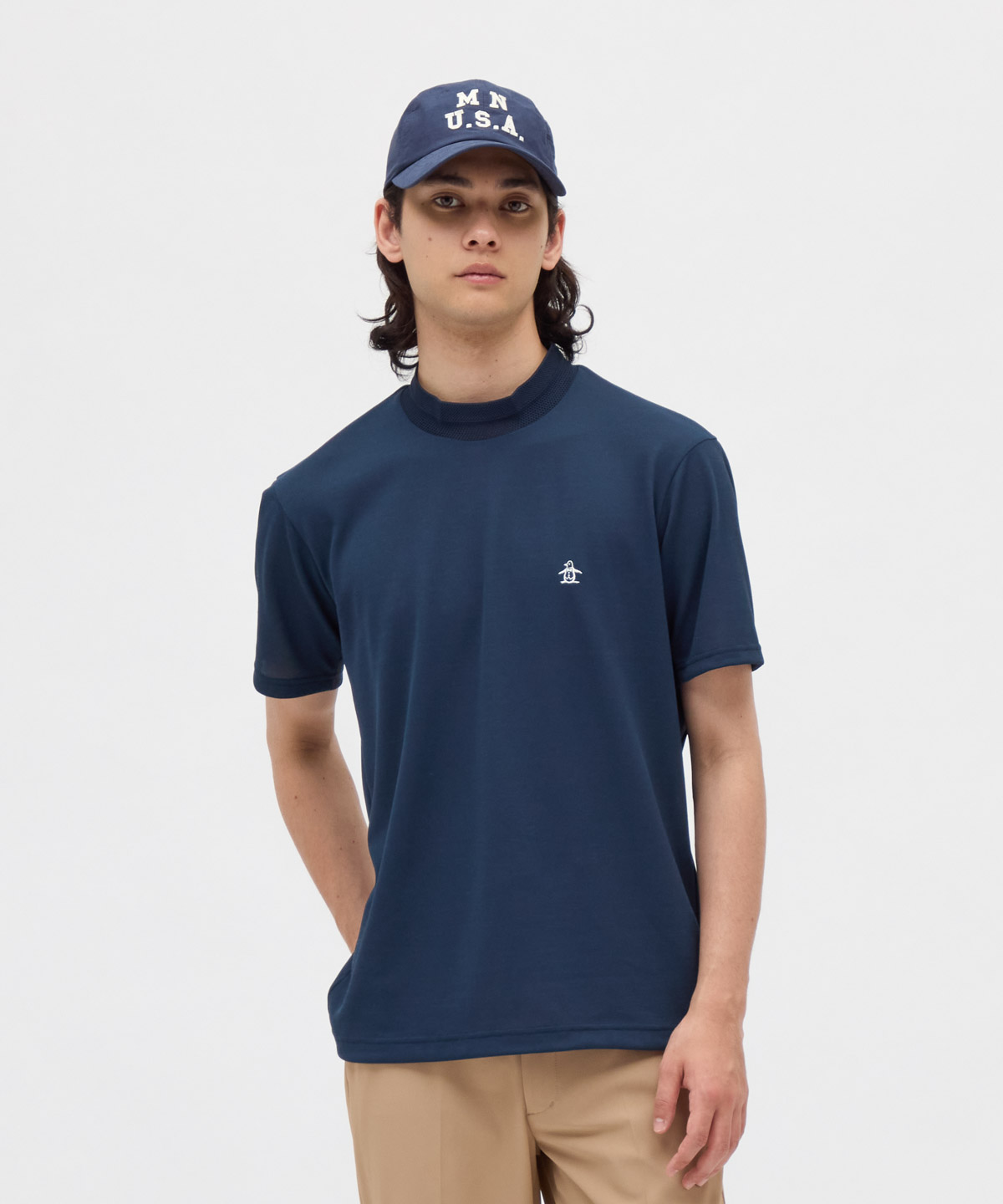Munsingwear(ings) マンシングウェア Munsingwear 肌面ドライ フィラシス鹿の子 ロゴプリ ネイビー L Munsingwear(ings) マンシングウェア Munsingwear 肌面ドライ フィラシス鹿の子 ロゴプリ ネイビー L