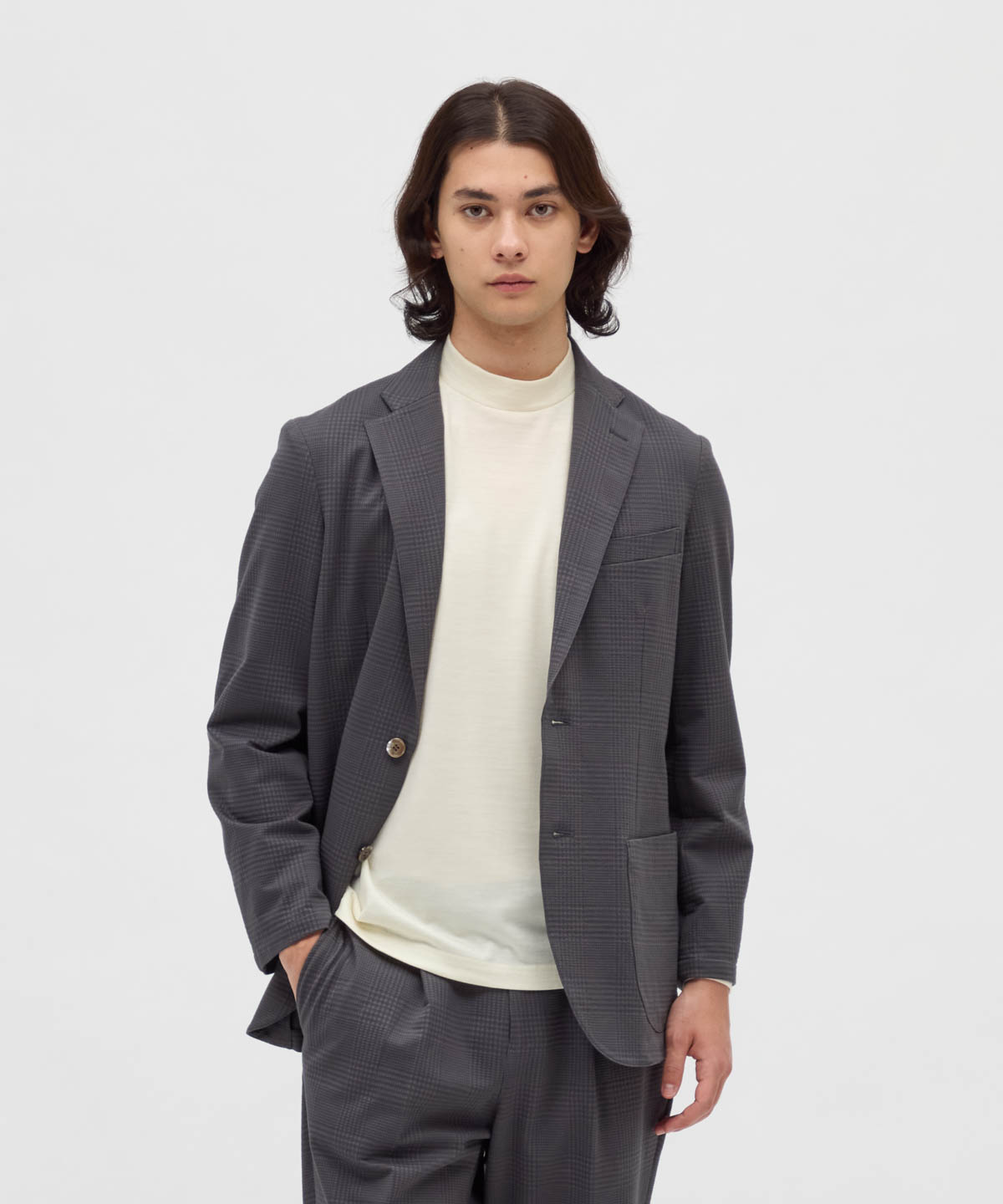 Munsingwear(ings) マンシングウェア Munsingwear はっ水グレンチェックニットジャケット グレー M