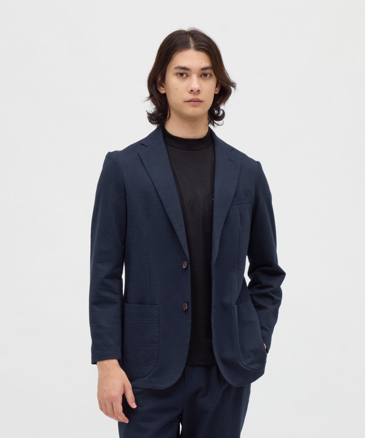 Munsingwear(ings) マンシングウェア Munsingwear はっ水グレンチェックニットジャケット ネイビー M