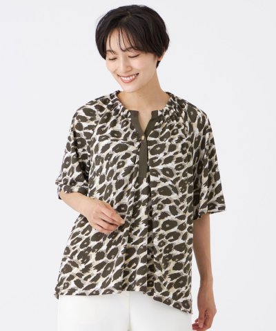 【接触冷感】【UV対策】【マシンウォッシャブル】カモフラパンサーギャザープルオー