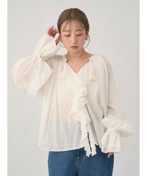ミナペルホネン sumu コットンシフォンブラウス 定価2.5万】ミナペルホネン mina perhonen sumu コットン