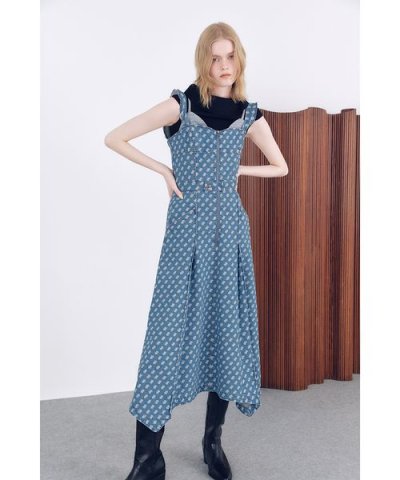 コルセットディテールデニムワンピース