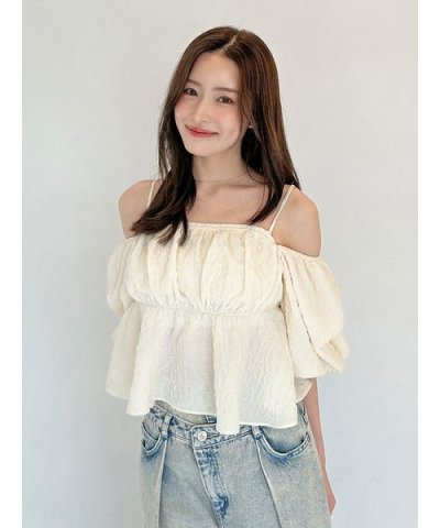 オフショルフリルブラウス