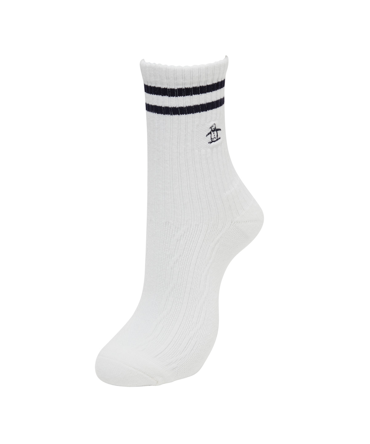 Munsingwear(ings) マンシングウェア Munsingwear クルー丈ラインソックス ホワイト 22-24 Munsingwear(ings) マンシングウェア Munsingwear クルー丈ラインソックス ホワイト 22-24