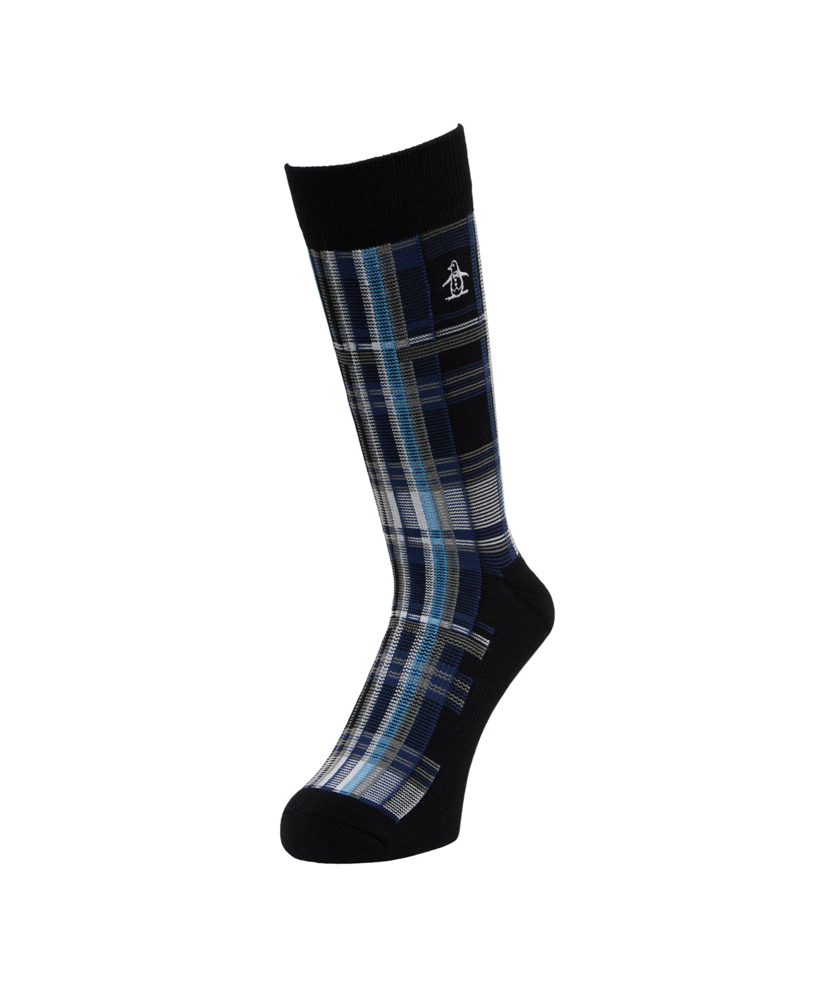 Munsingwear(ings) マンシングウェア Munsingwear クルー丈チェック柄ソックス ブラック 25-27 Munsingwear(ings) マンシングウェア Munsingwear クルー丈チェック柄ソックス ブラック 25-27