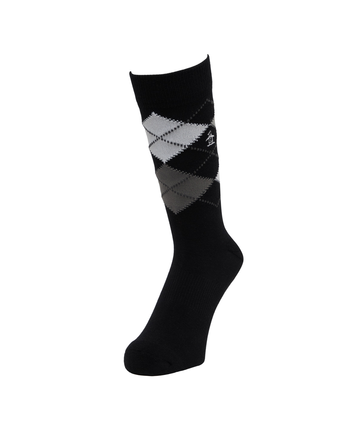 Munsingwear(ings) マンシングウェア Munsingwear クルー丈アーガイル柄ソックス ブラック 25-27 Munsingwear(ings) マンシングウェア Munsingwear クルー丈アーガイル柄ソックス ブラック 25-27