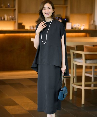 【一部店舗限定/UVカット/洗える】ライトウェイトツイル ケープ付き ワンピース