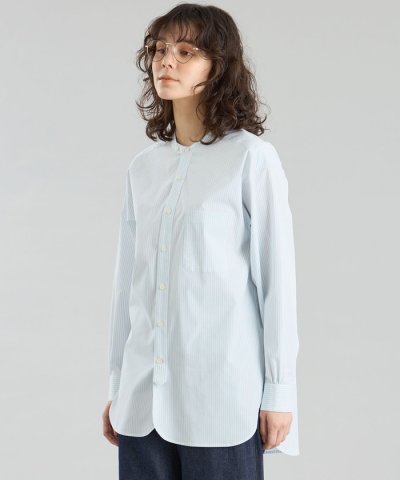 GREY LABE ストライプバンドカラーシャツ