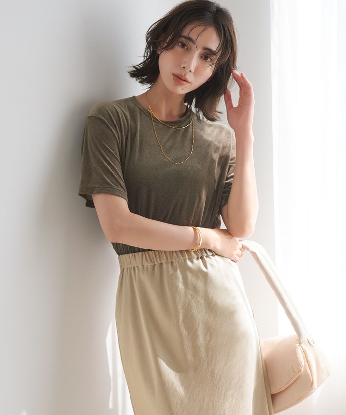 【洗える】シアーベロア リラックス Tシャツ 洗える】シアーベロア リラックス Tシャツ(508414568)｜阪急