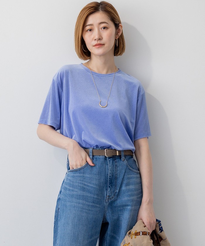 【洗える】シアーベロア リラックス Tシャツ 洗える】シアーベロア リラックス Tシャツ(508414568)｜阪急
