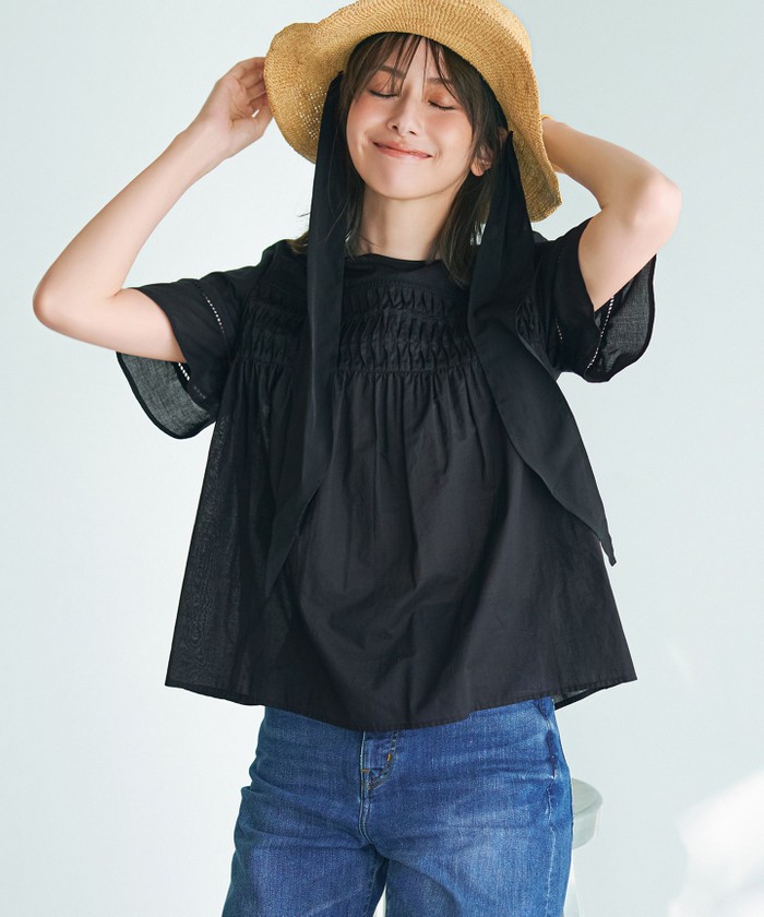 【WEB＆一部店舗限定】コットンローン ピンタック フレア ブラウス WEB&一部店舗限定】コットンローン ピンタック フレア ブラウス