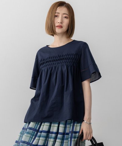 【WEB&一部店舗限定】コットンローン ピンタック フレア ブラウス