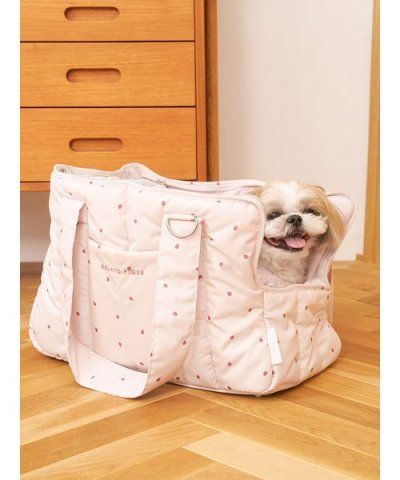 【CAT&DOG】ストロベリー柄キルティングキャリーバック