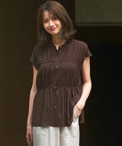 【接触冷感/WEB&一部店舗限定】レーヨンスパローン ティアード ブラウス