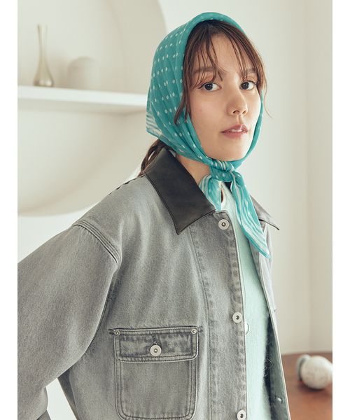 新品未使用タグ付き　MilaOwen　ドット柄シルクシフォンスカーフ ドット柄シルクシフォンスカーフ(スカーフ・バンダナ