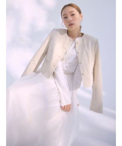 レザーライクノーカラージャケット