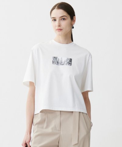 【接触冷感・UVケア・洗える】クロップド ロゴTEE