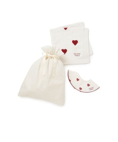 【ラッピング済み】【BABY】エアリーモコハート柄ブランケット&スタイSET