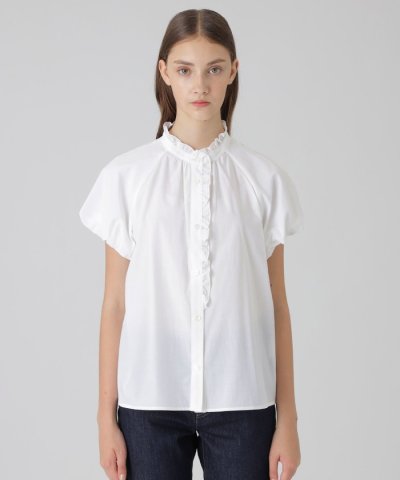 ドライクリアシャンブレーフリルブラウス