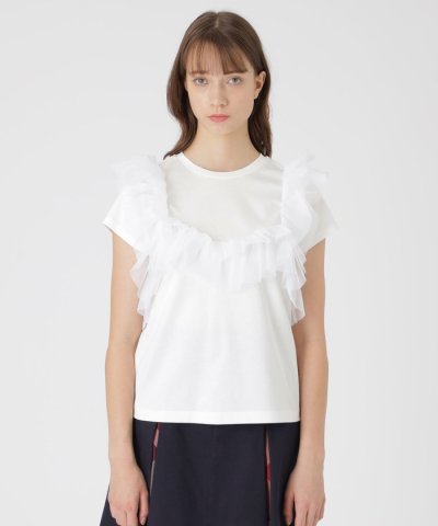 コットンライトポンチフリルチュールカットソー