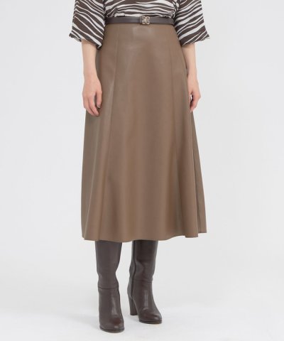 【ウォッシャブル】シンセティックレザー　スカート