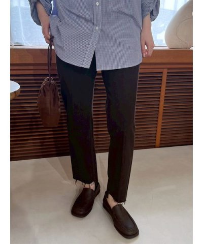 裾段差テーパードデニムパンツ