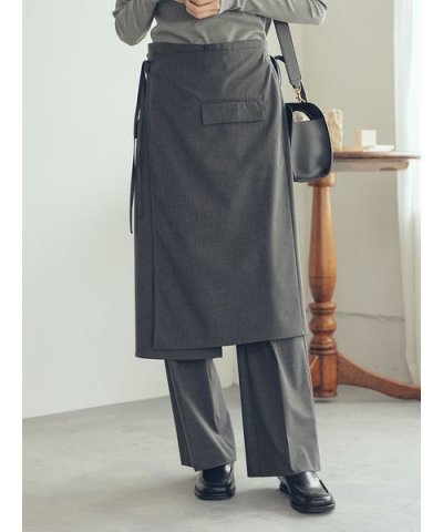 巻きスカートレイヤウエストゴムシガレットパンツ