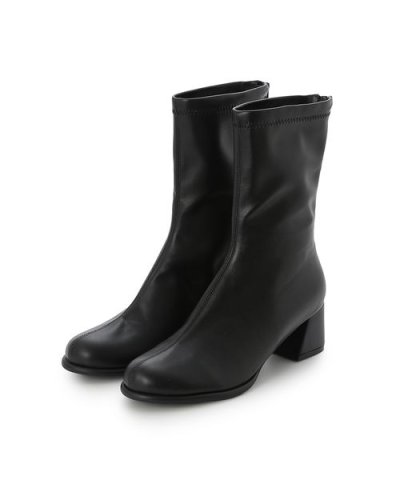 チャンキーヒールストレッチショートブーツ