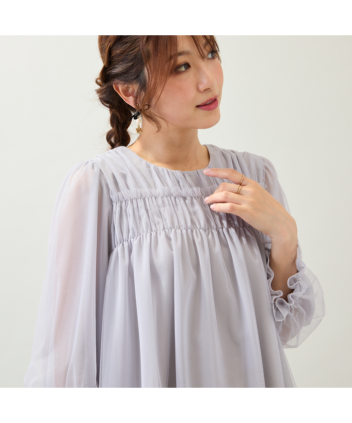 ローズティアラ　首元パールのカットソー セール】パール襟カットソー（Tシャツ/カットソー）｜Rose Tiara