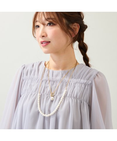 【3way】【2Set】パール調ビーズ＆チェーンネックレス