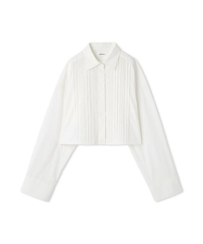 ピンタックデザインクロップドドレスシャツ