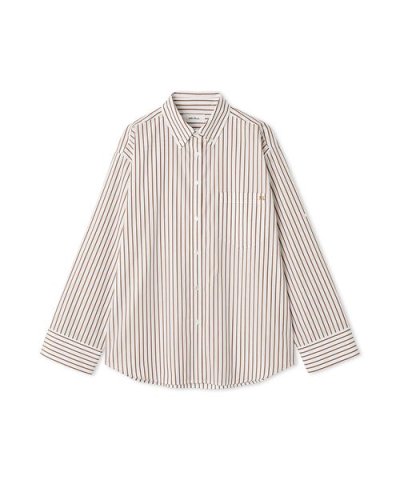 タブスリーブ釦ダウン柄シャツ