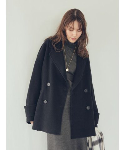 woolコクーンシルエットピーコート