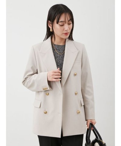 金釦ダブルブレストロングブレザー