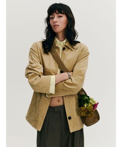 ステンカラーリサイクスウェードライクブルゾン