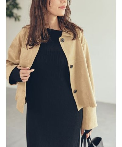 ショート丈ステンカラーリサイクルスウェードブルゾン