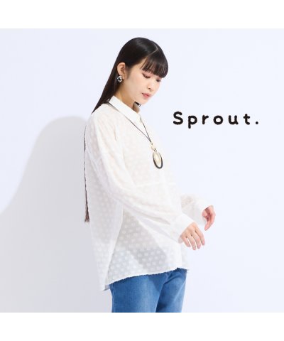 【L・3L】ドットカットジャカードブラウス