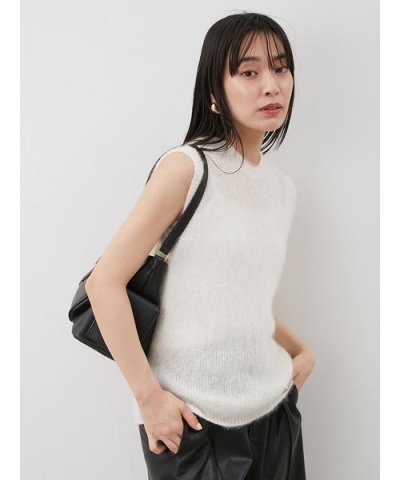 クルーネックノースリニットトップス