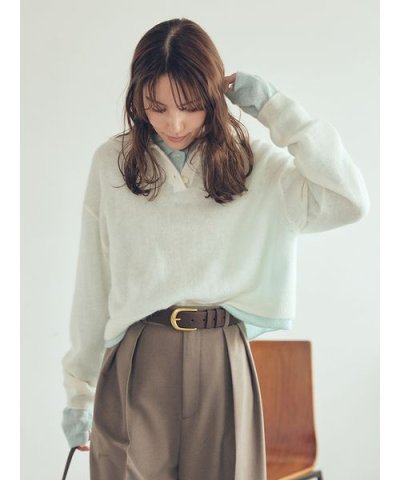 モヘア混シアーポロニットプルオーバー