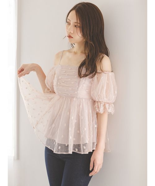 GOLDS infinity オフショル レース ビジュー チュニック バリエオフショルレースチュニック(508434257)｜阪急百貨店公式通販