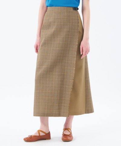 バスケットチェックサイドベルトスカート