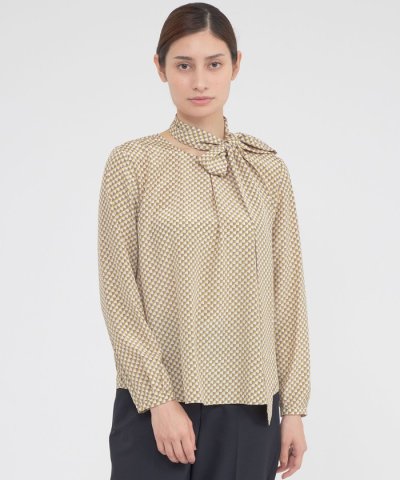 【ウォッシャブル】幾何学プリントジャガード　ブラウス