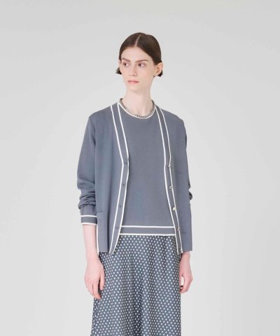 【ウォッシャブル】アセテートストレッチ　カーディガン