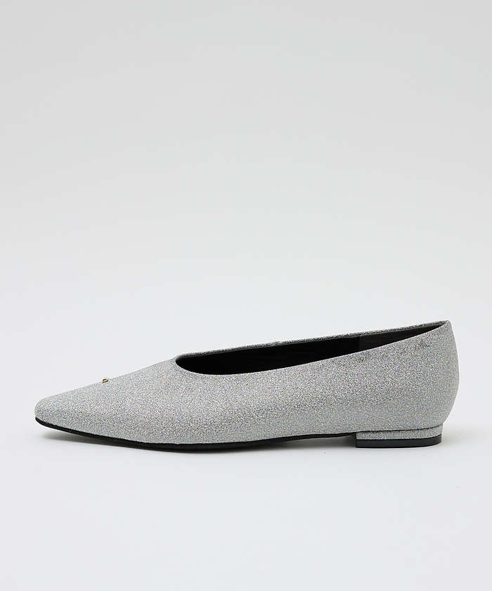 AuBANNISTER メタルモチーフ フラットパンプス シルバー 39 AuBANNISTER メタルモチーフ フラットパンプス シルバー 39