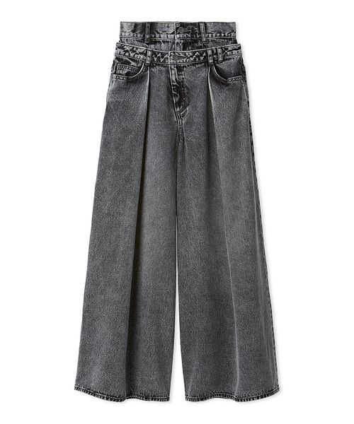 SNIDEL グレー サルエルパンツ SNIDEL（スナイデル）の「ベルトタックワイドパンツ（その他