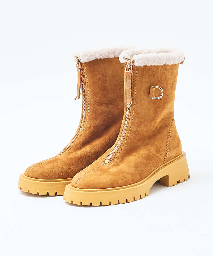 AuBANNISTER 軽量タンクソール フロントジップブーツ キャメル 39